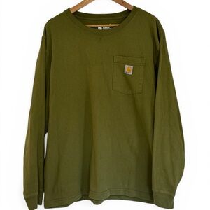 Carhartt Olive Green Pocket Long Sleeve Tee - large